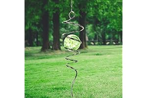 Gazing Ball Spiral Wind Spinner with 2" Glow Glass Ball