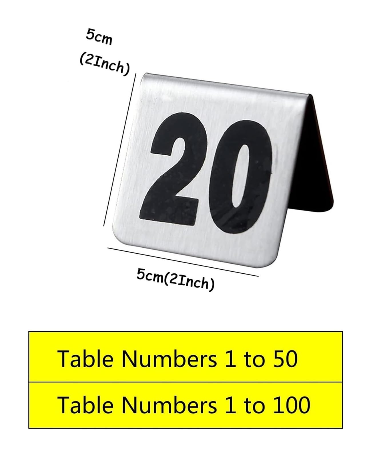Numery stolików ze stali nierdzewnej, Dwustronne karty z numerami stołów namiotowych ze stali nierdzewnej 1-50 1-100 50x50MM(1-100)