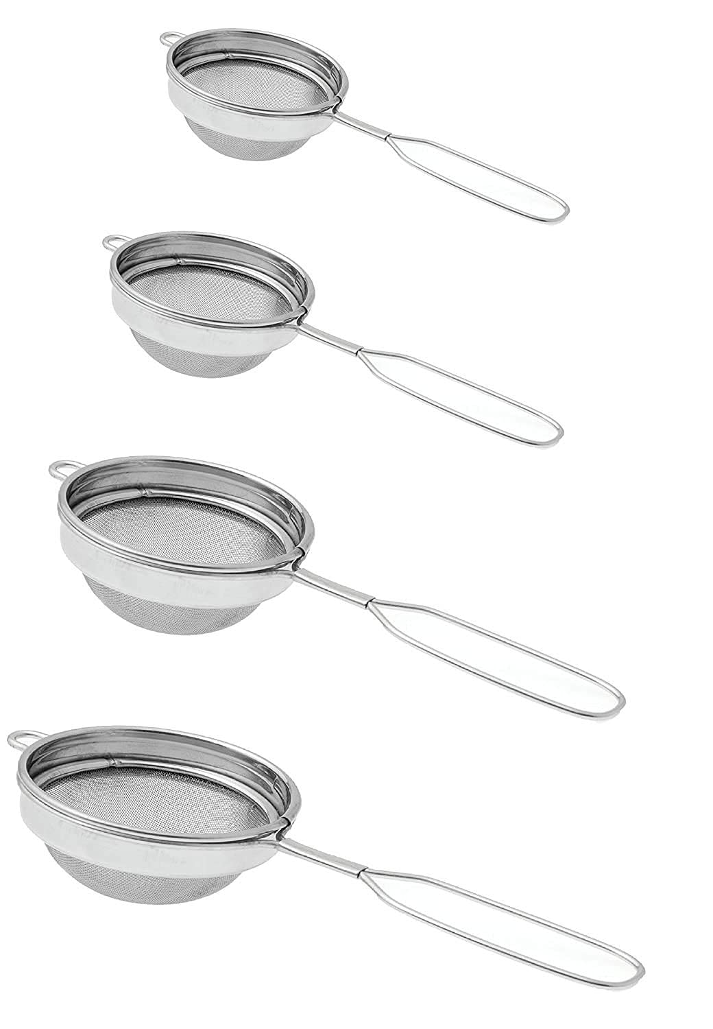 MAMTA CREATIONS- Tea Strainer Coffee Strainer/Stainless Heavy Duty mesh Lasts Long Chai Channi (Pack of 4, Steel Chai Channi)