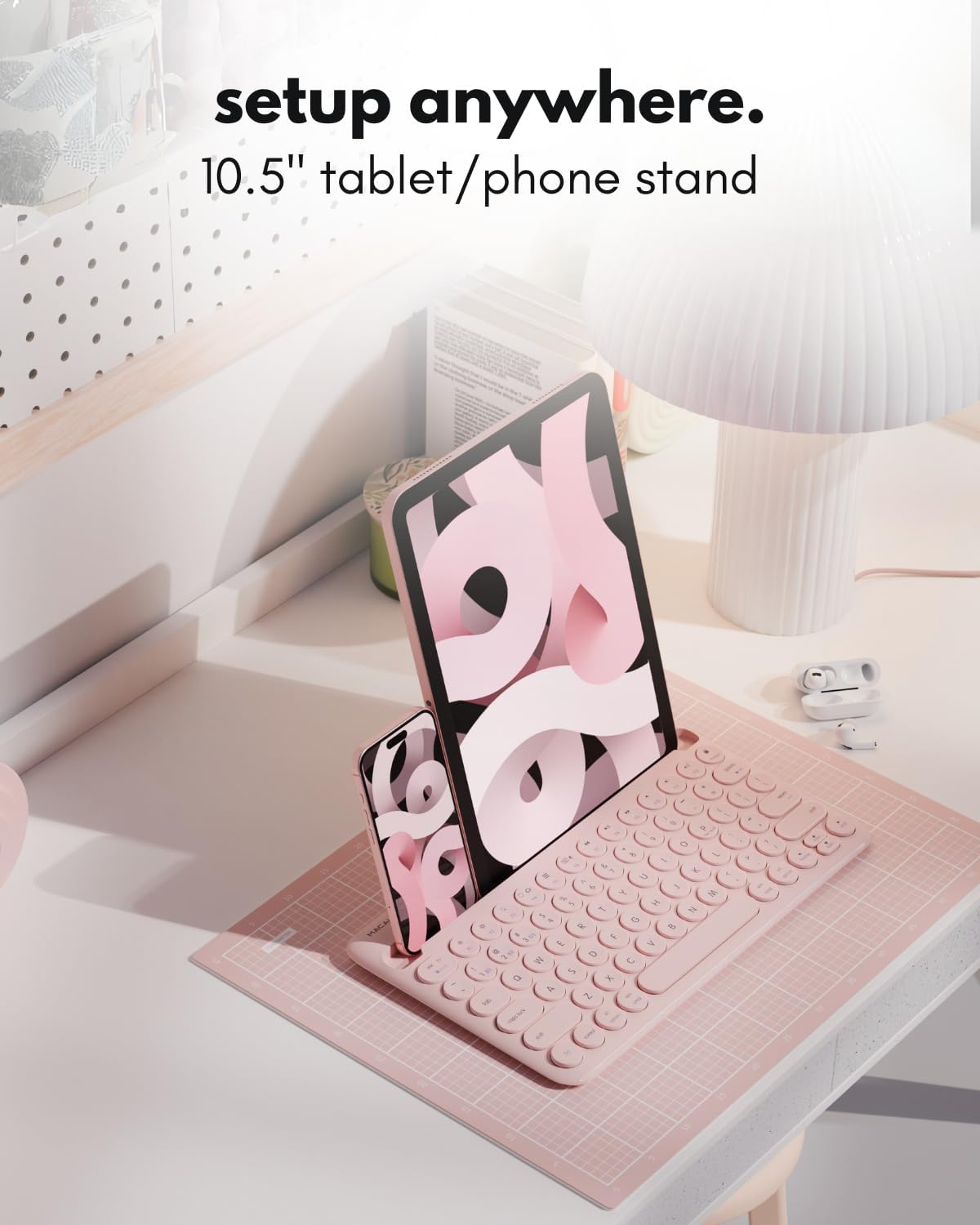 Macally Bluetooth Keyboard for iPad | Wireless Keyboard for Tablet, iPhone (Multi-Device, Built-in Stand, Rechargeable) Easy to Use and Cute Portable - Image 4