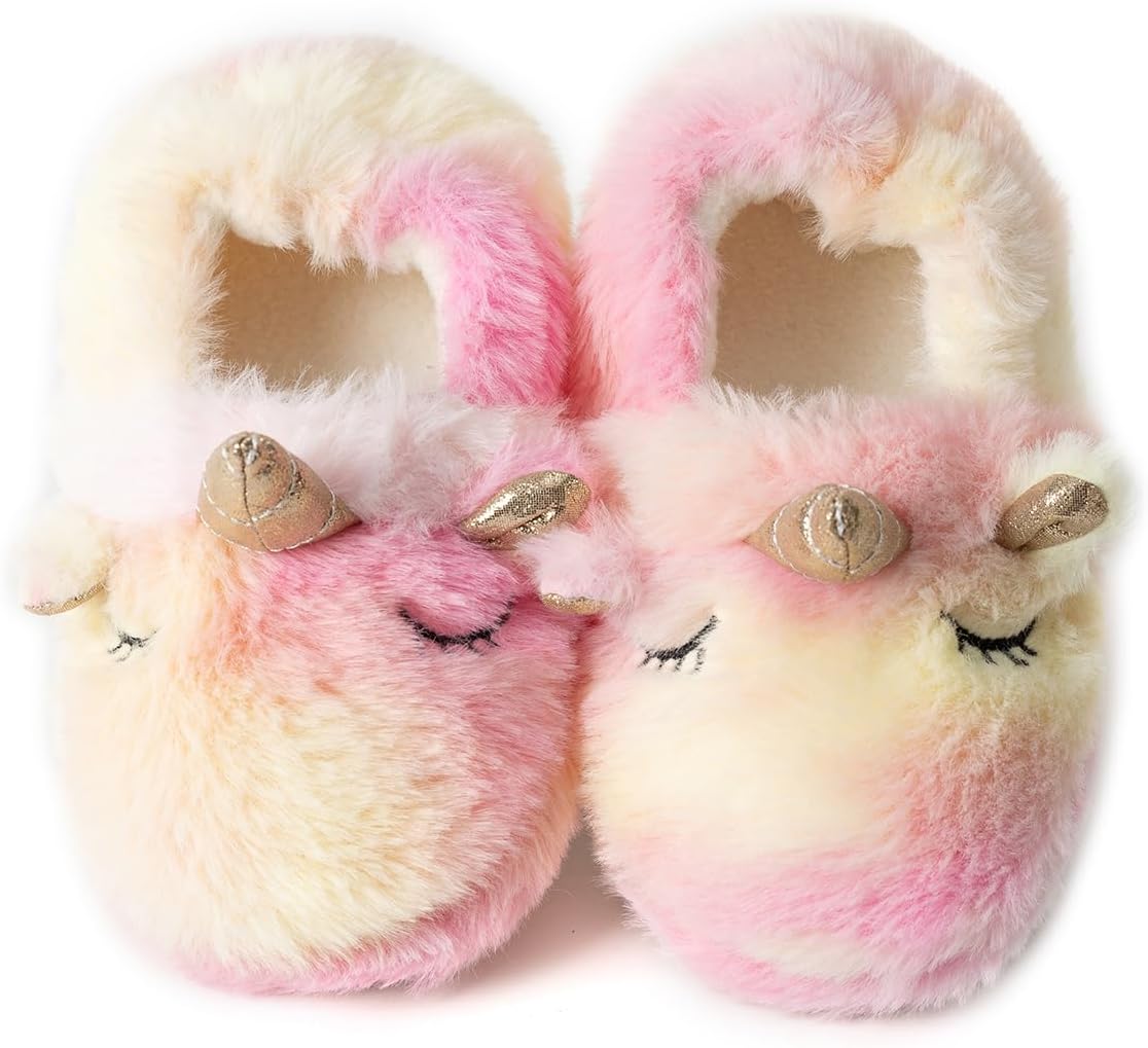 Enteer Baby Girls' Cartoon Indoor Anti Slip House Slippers