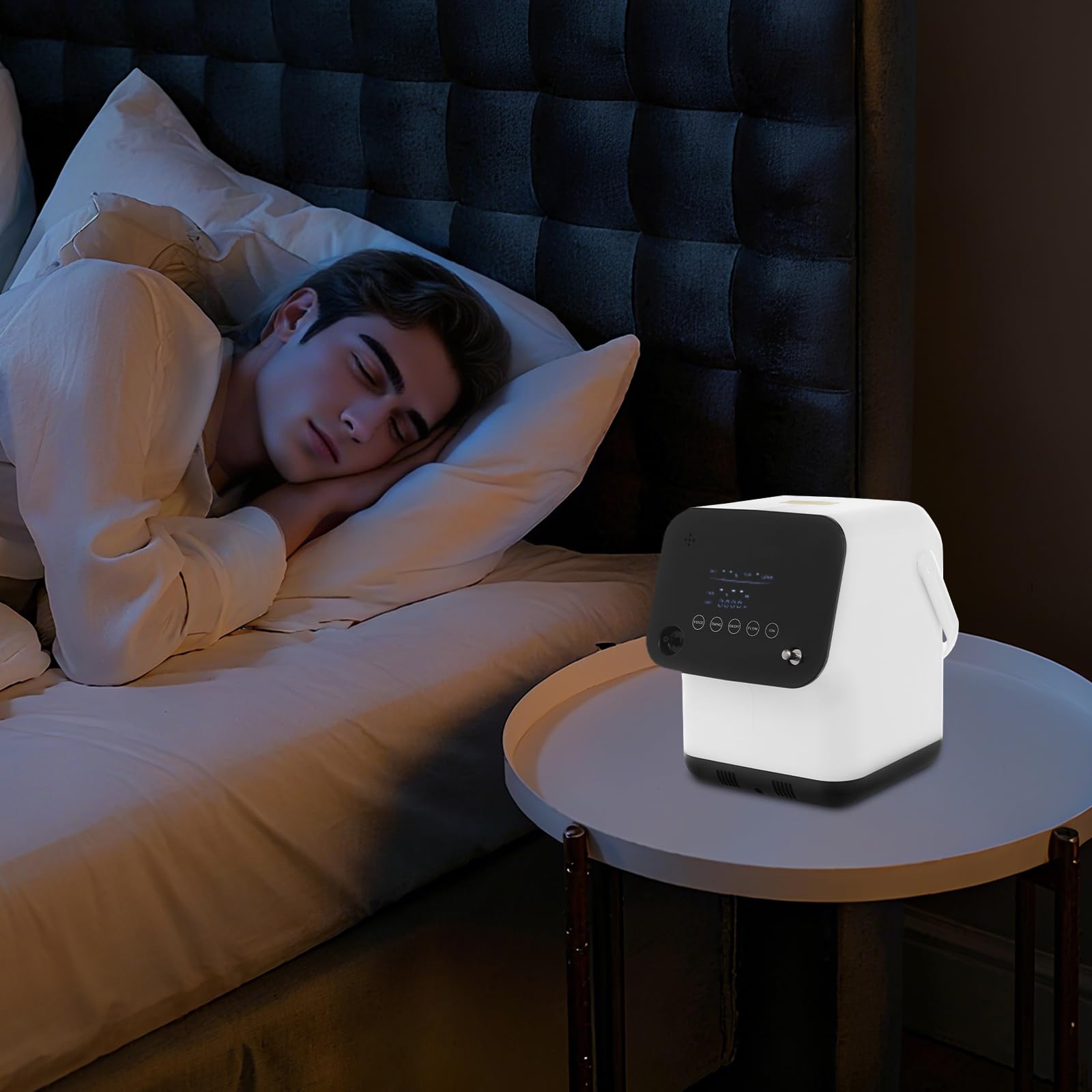 Macchina per la produzione di ossigeno, 1-7 lpm, portatile, 120 W, concentratore di ossigeno domestico silenzioso (45 dB), concentratore di ossigeno portatile, per casa e viaggi