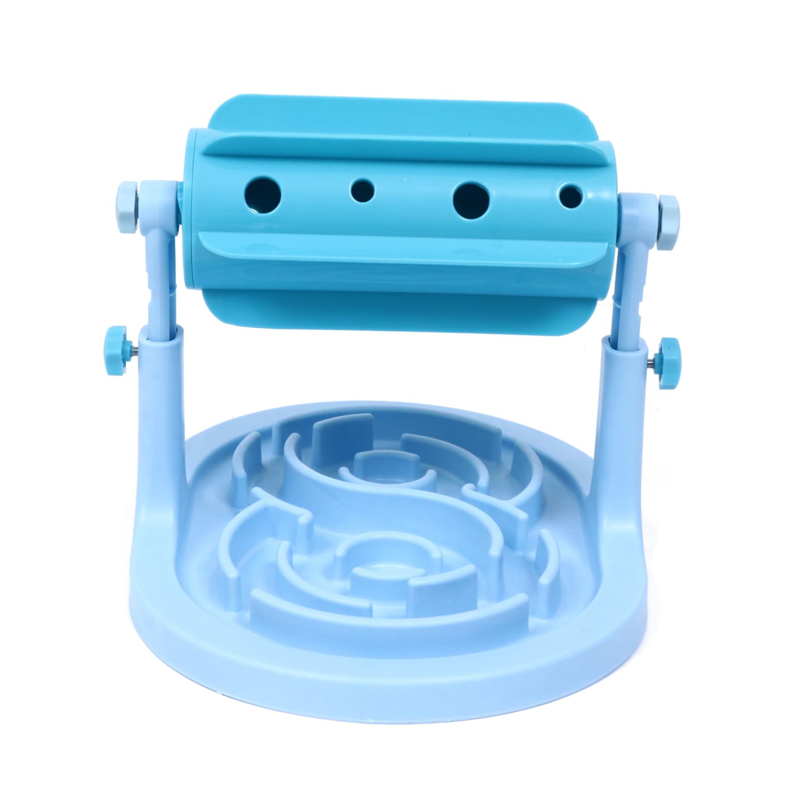 ibasenice Gamelle pour Chien et Chat en Abs Bleu Distributeur de Nourriture Ajustable, Anti-Fuite, pour Augmenter Le Plaisir de Manger Lentement la Maison