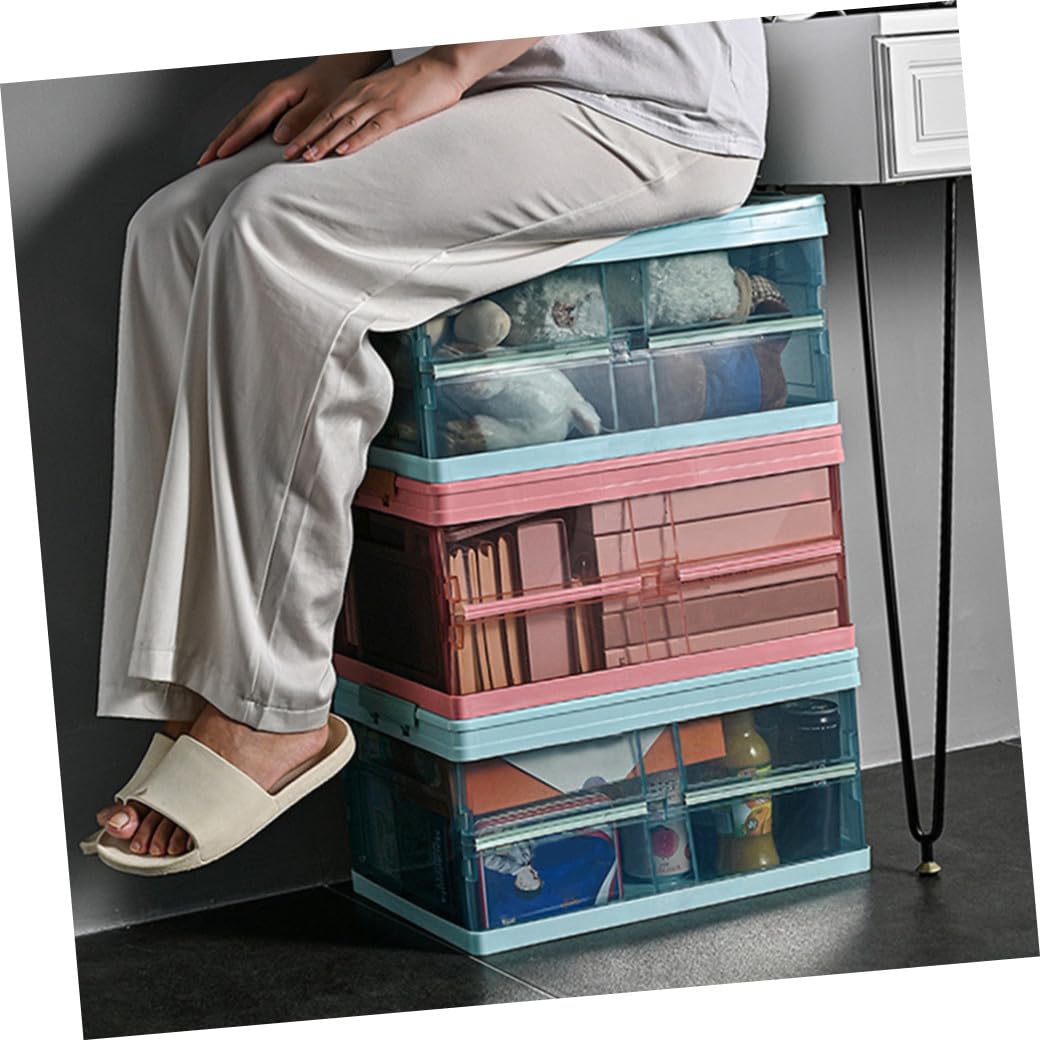 Angoily Faltbare Aufbewahrungsbox 30L Kunststoff Vorratsbehälter mit Deckel und Griff Stapelbare Kleiderbox für Kleidung und Kleinteile Praktische Ordnungsbox