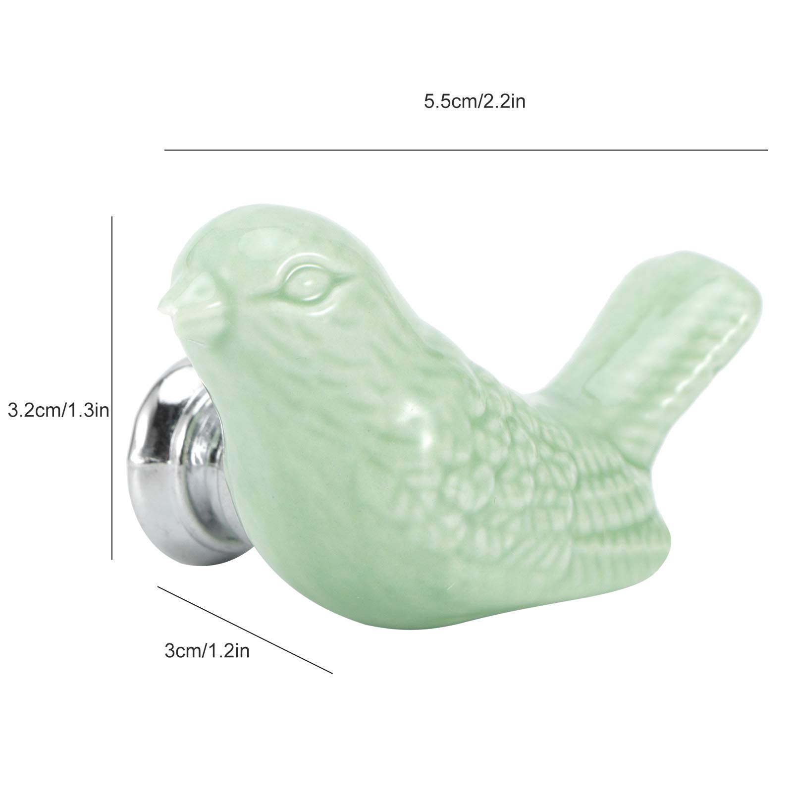 Atyhao Set of 4 Bird Shape Ceramic Knobs DIY Door Drawer Cabinet Pull Handle Furniture Accessories Kitchen Furniture Handle Knobs and Pull Cabinet Knob (Green) - Image 2