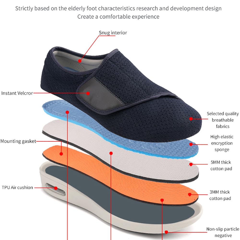 Diabetiker Schuhe Extra Weit Gesundheitsschuhe Herren Damen Walkingschuhe Sommer Orthopädische Schuhe Sneakers Verbandschuh Mit Klettverschluss Für Senioren Geschwollene Füße