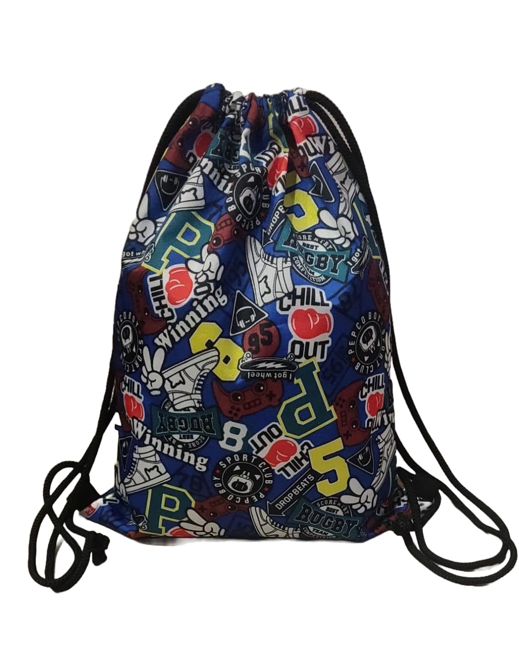 DemodaMulticolor Polyester Printed Waterproof Reusable Drawstring Backpack/Swimming Bag