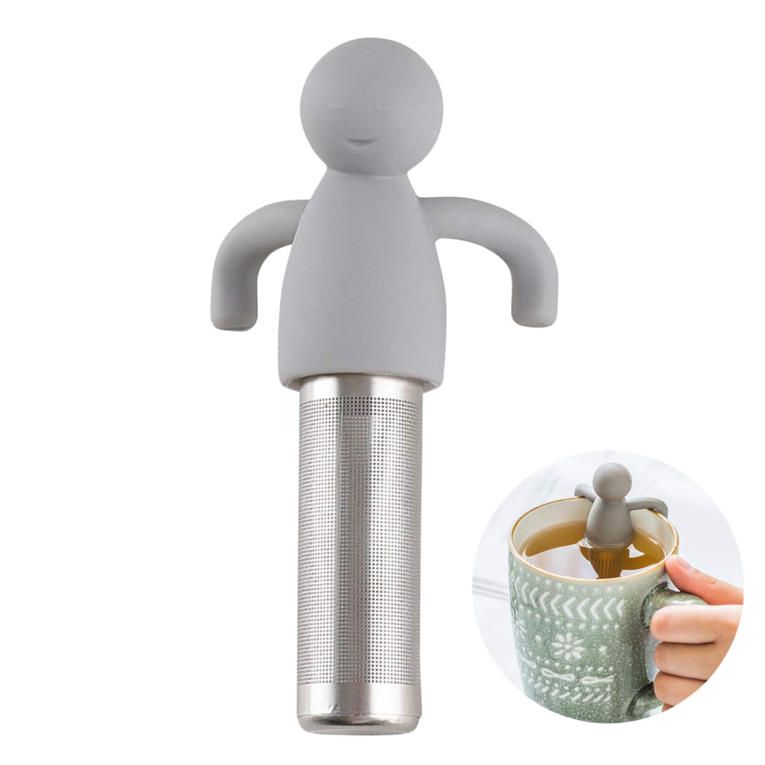 Flavizo Stainless Steel Tea Strainer Infuser with Fine Mesh Filter for Loose Leaf Herbal, Durable Reusable Handles for Hanging on teapots - Grey-image-20