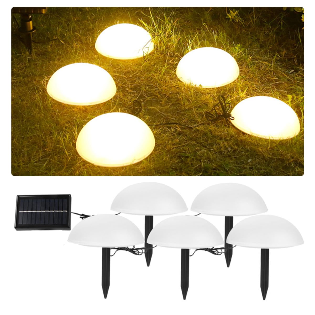 Yardenfun Solar Lamp Ground Stake Light Hemisphere Design Decorative Lawn Light Outdoor Garden Landscape Solar-powered