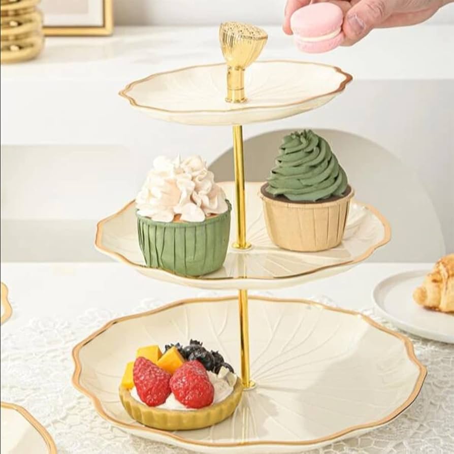 WNK ステンレススチール 3段ケーキスタンド アクリルインサート付き WNK ステンレススチール 3段ケーキスタンド アクリルインサート付き