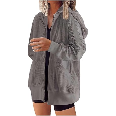 Womens Zip Up Hoodie Sweatshirt Shacket