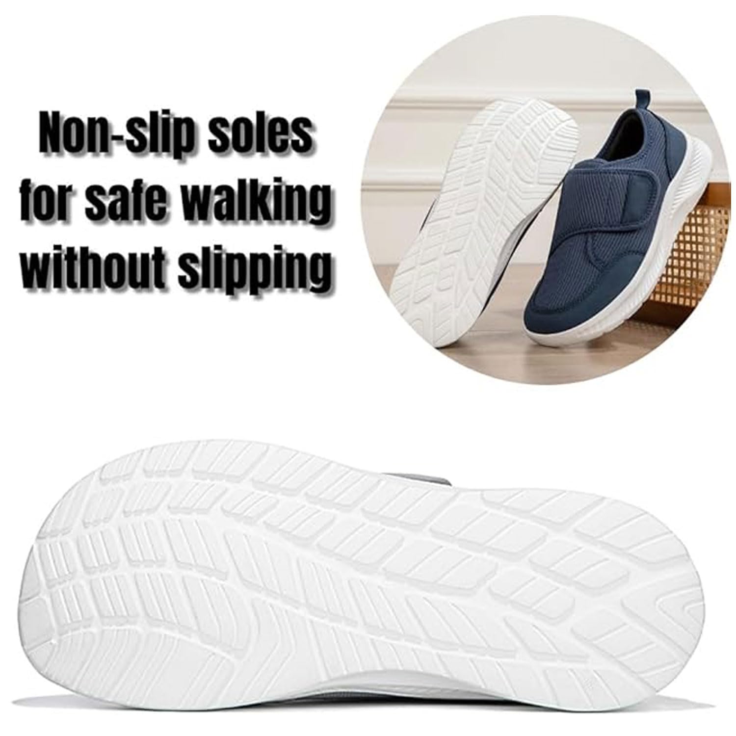 Punta Larga Scarpe Diabetici per Uomo Donna Extra Larghe per Piedi Gonfi Ortopediche Sneaker Casual con Strappo Regolabile Leggere e Comodo Antiscivolo