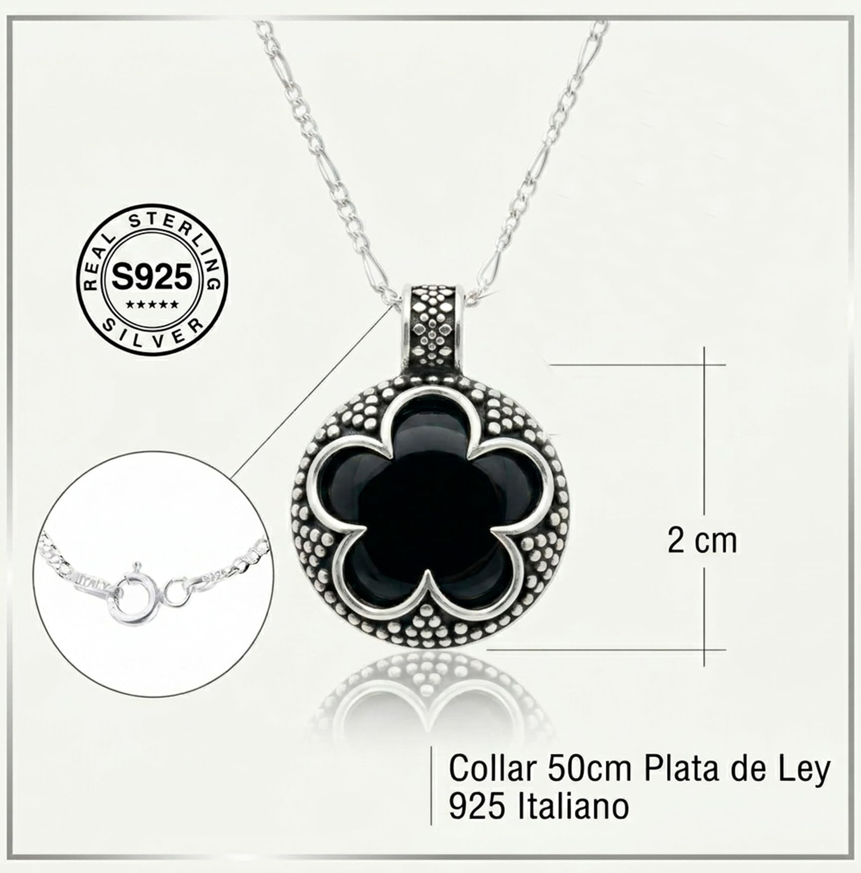 Only faith Collar con Amuleto Gotland de Plata de ley 925, Colgante de Piedra Natural Amuleto de proteción, Cadena Italiana 45cm, con Caja de Regalo