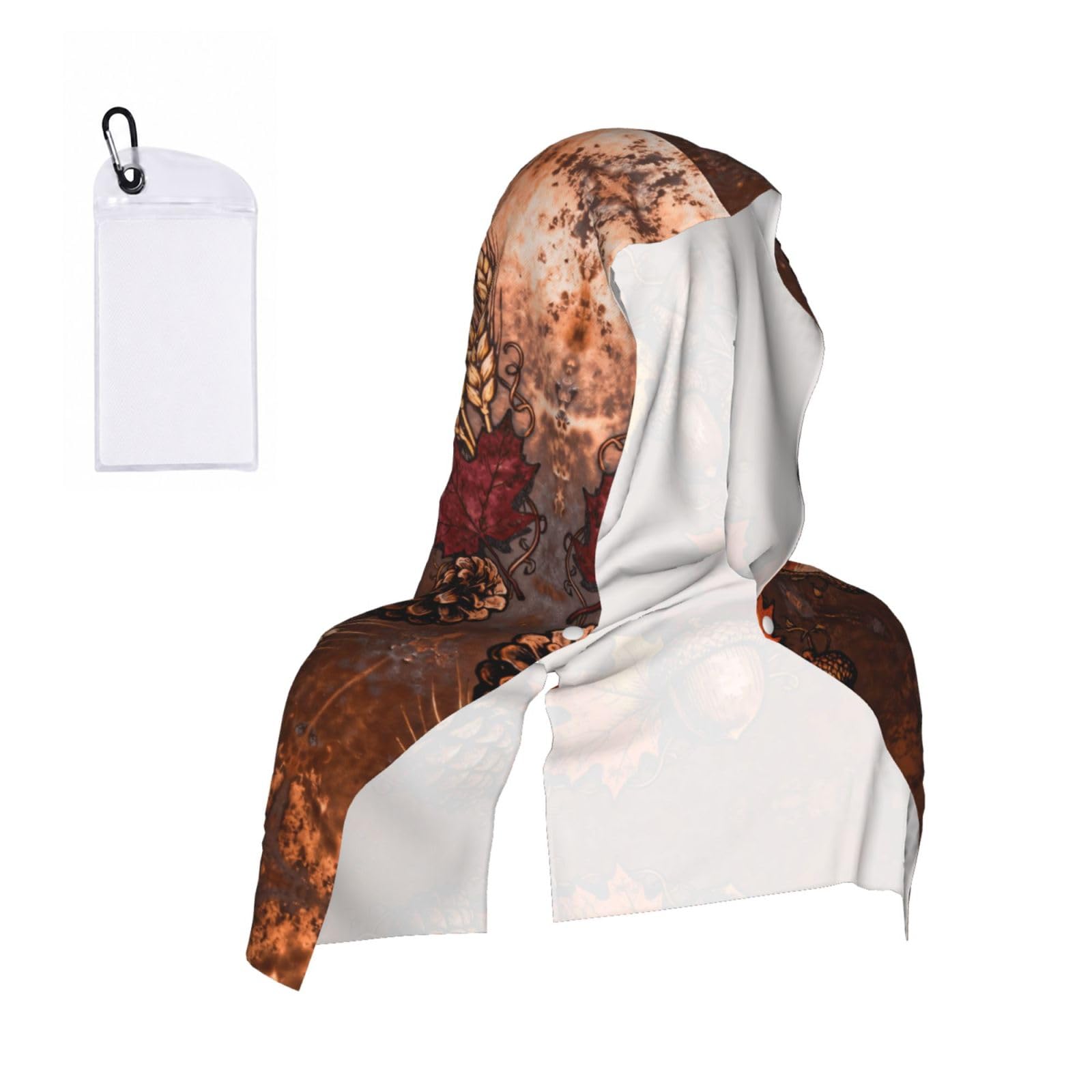 CNTDBU Autumn wreath Cooling Towel Hooded-Instant Chill Neck Cover for Sports, UV Cooling Rag for Running Gym