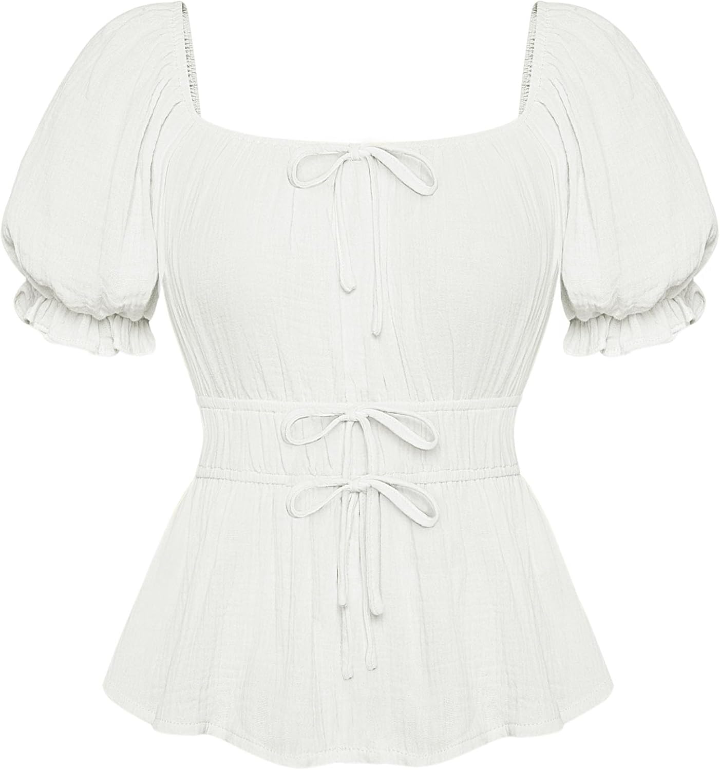 Scarlet Darkness Women Renaissance Shirt Puff Sleeve Square Neck Peasant Pirate Blouse