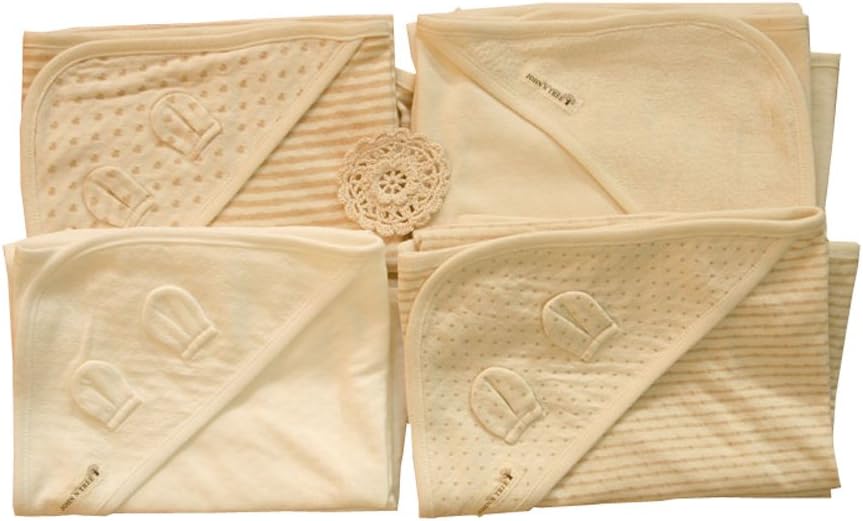 100% Organic Cotton Baby Swaddle Blanket Wrap Bath Hooded Towel 4 Set(73cm x 73cm)