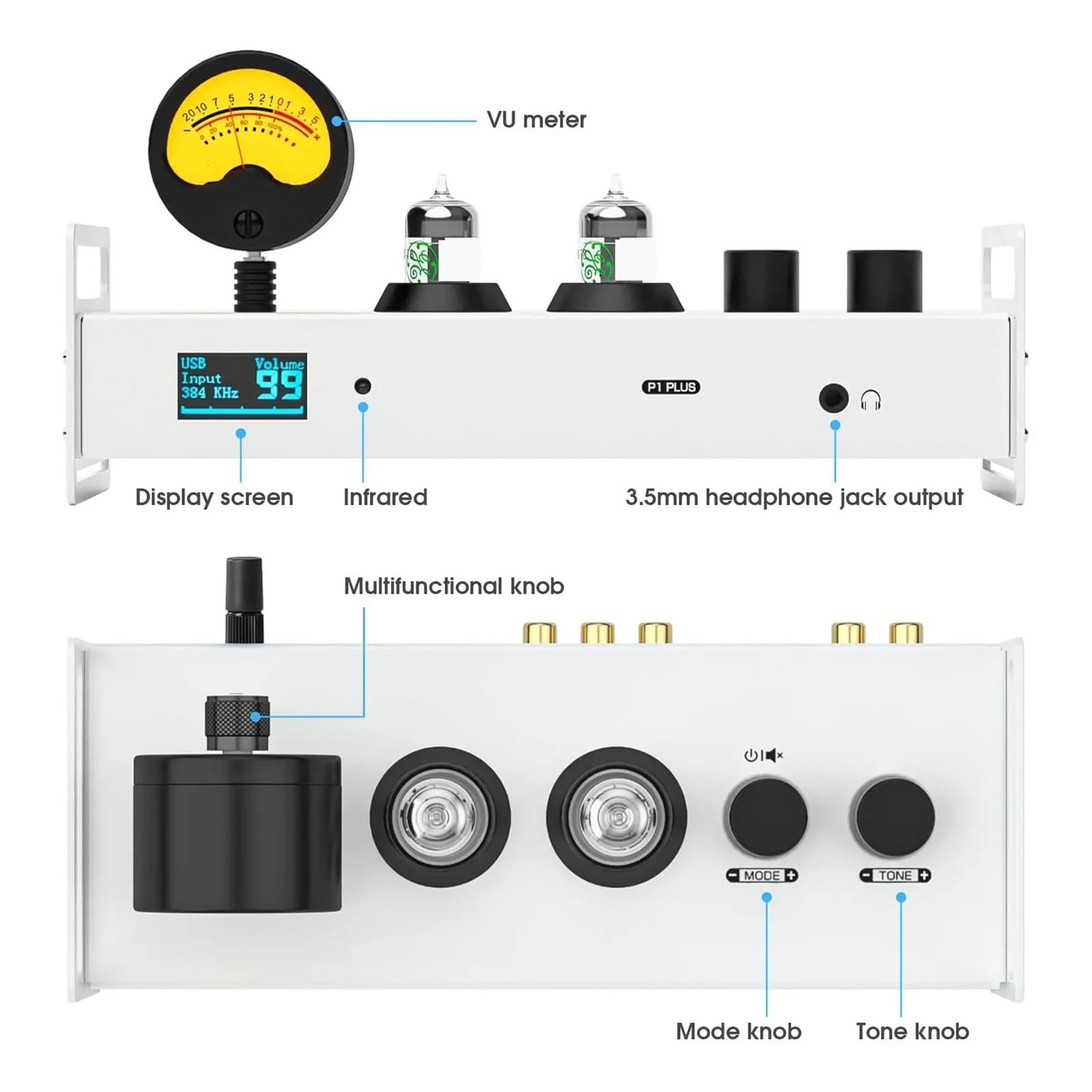 Preamplificatore valvolare Bluetooth USB DAC Amplificatore for cuffie con VU Meter Per l'home cinema