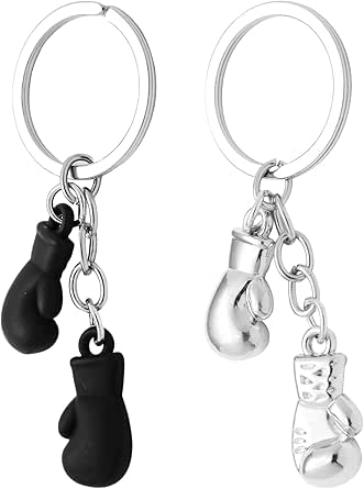 Zinc Alloy Boxing Keychains Set of 2 PCS(Black Silver) Metal Boxing ...