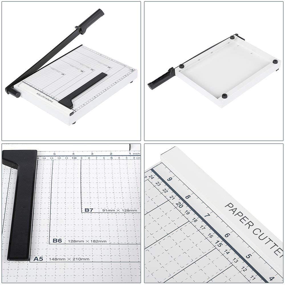 Papierschneidemaschine, A4, 30,5 cm, Metallsockel, robuster Büro-Trimmer, 10 Blatt Kapazität, professionell, weiß, Heimbürobedarf