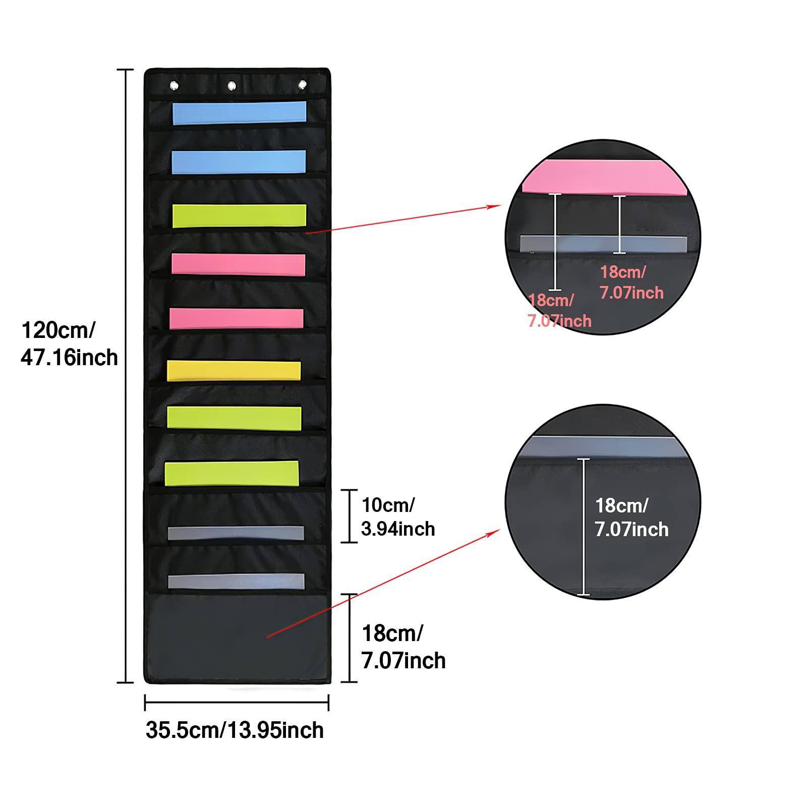 Portadocumenti Da Parete Con 5 Tasche - Organizer Per Ufficio, Scuola O Casa - Foto 2
