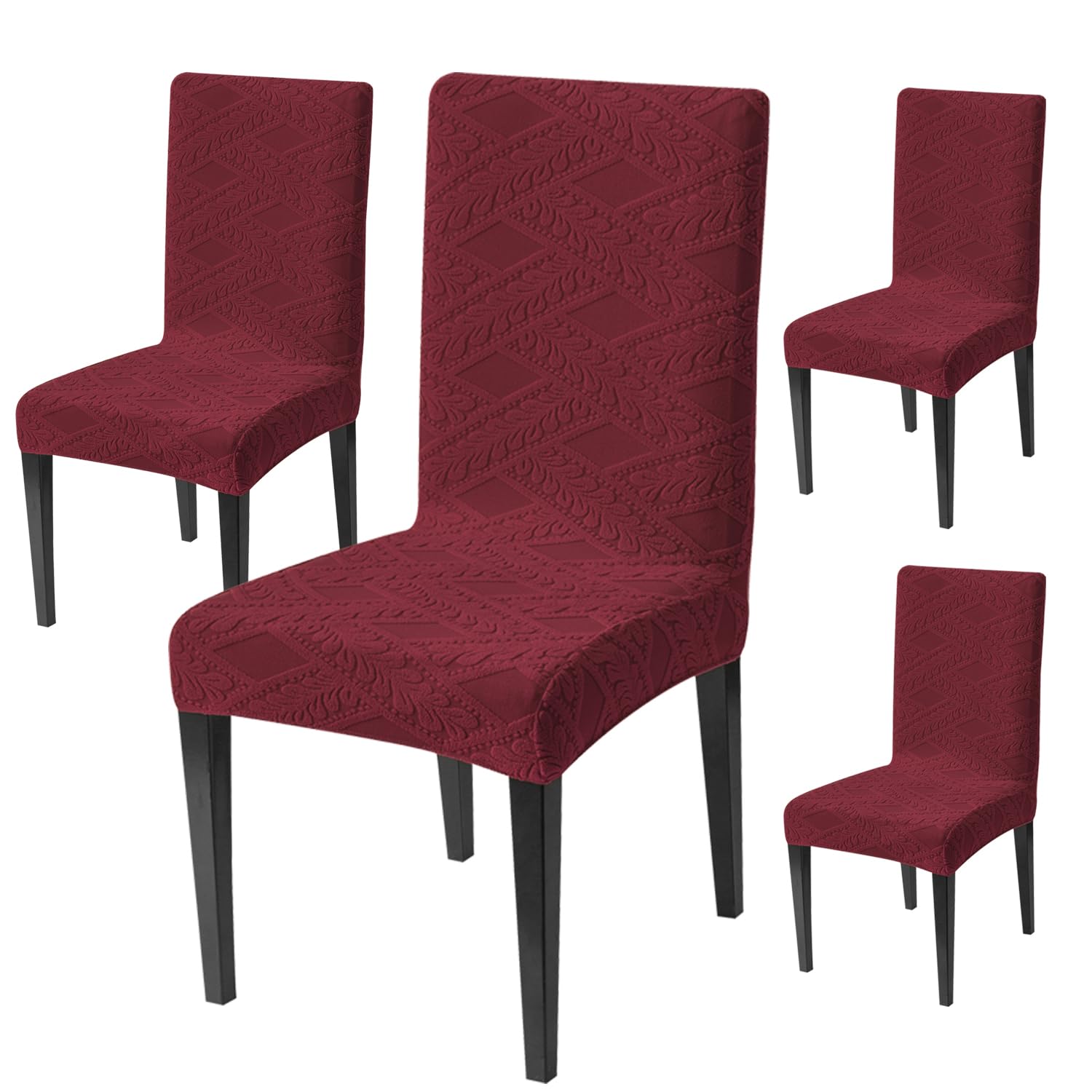 Stretchable Chair Covers - Green Jacquard Dining Covers -13