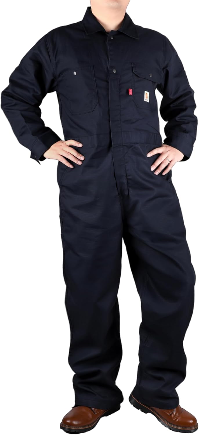 BOCOMAL FR Coverall High Visibility 6oz Lightweight Rip-Stop Flame Resistant/Fire Retardant High Vis Coveralls
