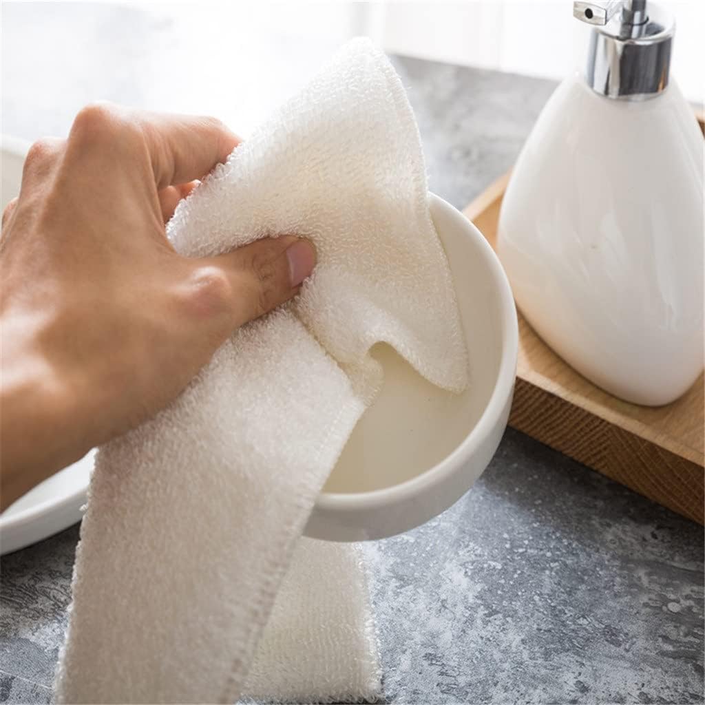 2PCS Fiber Thickened Cleaning Cloth Kitchen Scouring Pad White Dish Towel Bathroom Rags Dishcloth