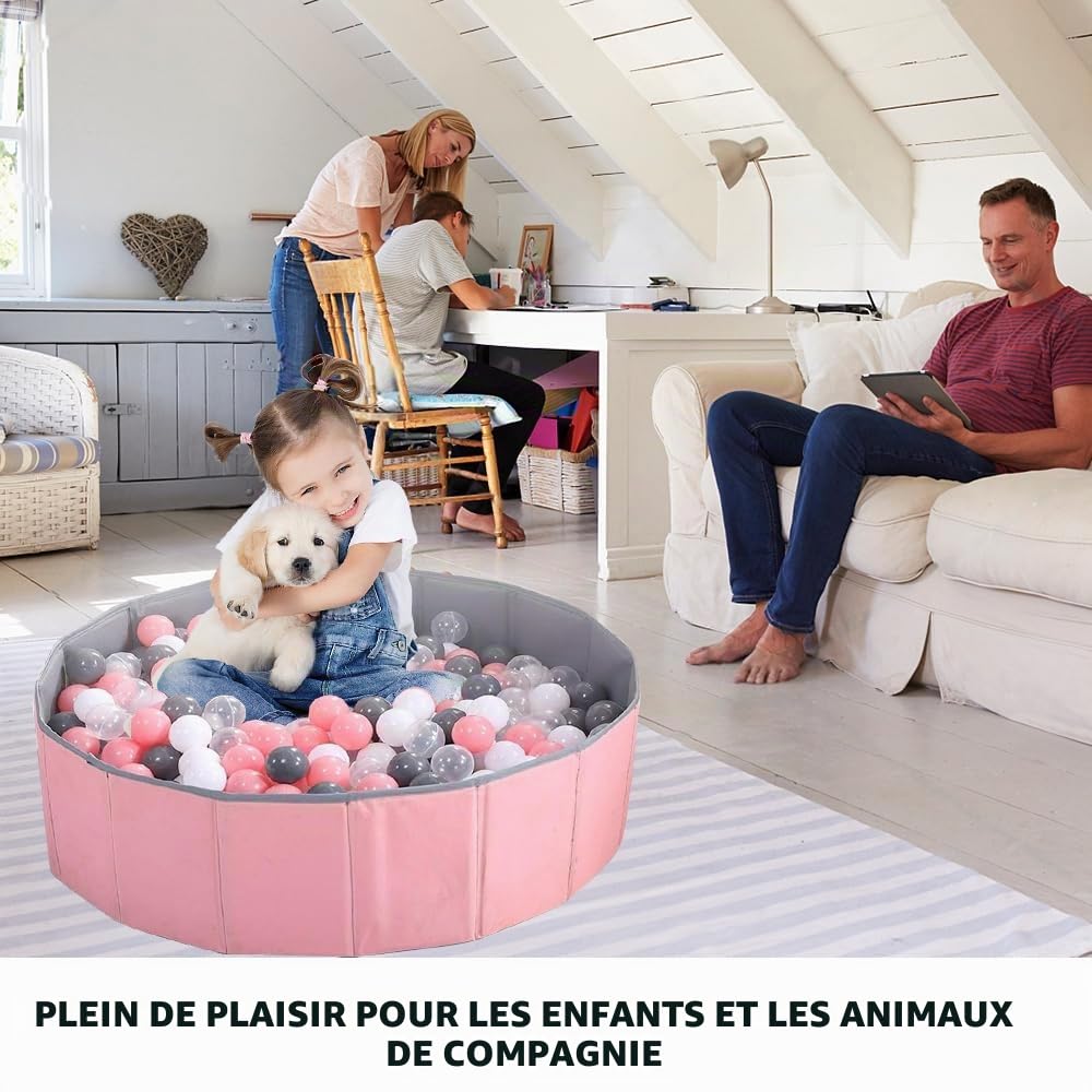 Piscine à balles pliable pour bébé, 80 cm, pour enfants, filles, garçons, parc pour bébé, piscine à balles océan portable pour chiens, chats, intérieur et extérieur, balles non incluses (rose)