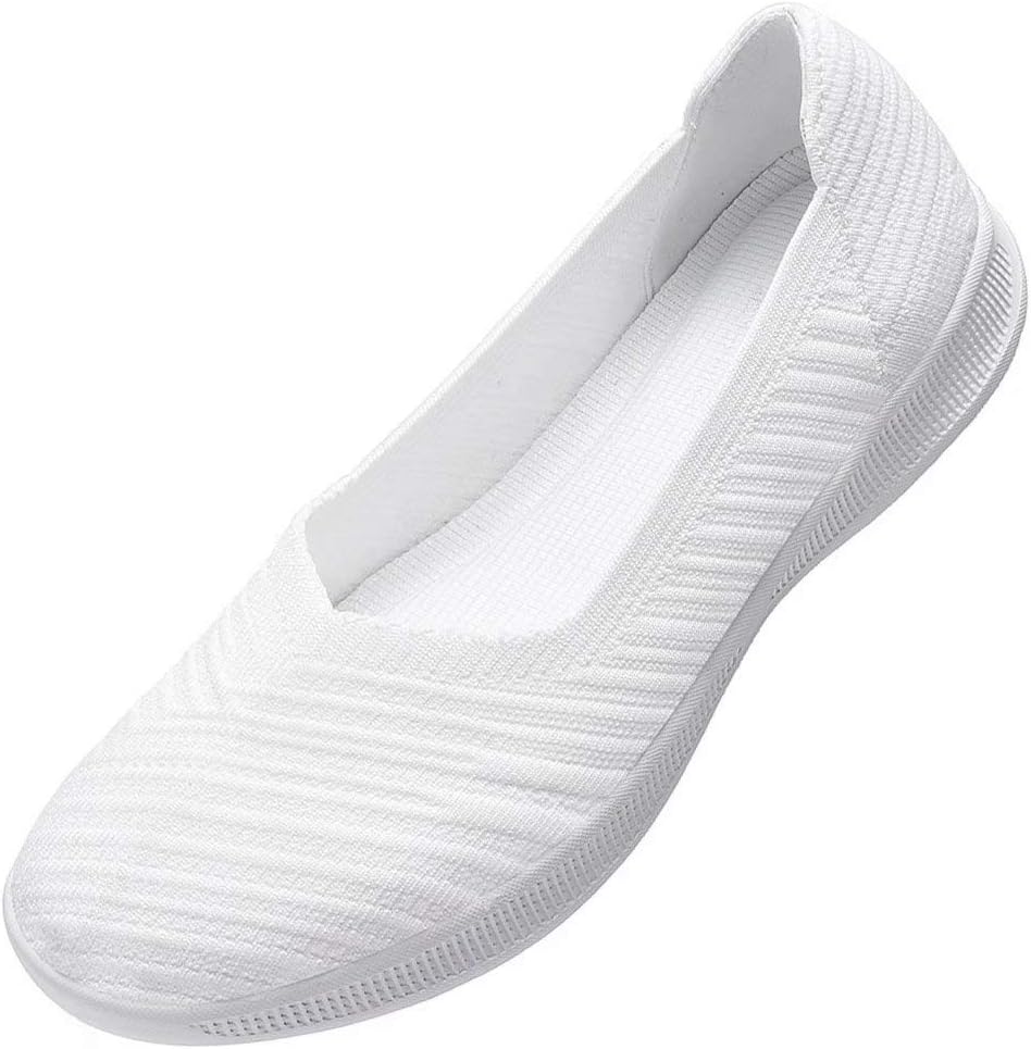 konhill Women's Ballet Flats Loafers Elegant Casual Flat Shoes Comfortable Soft Knitted Fabric Lightweight Slip On Walking Shoes - Image 3