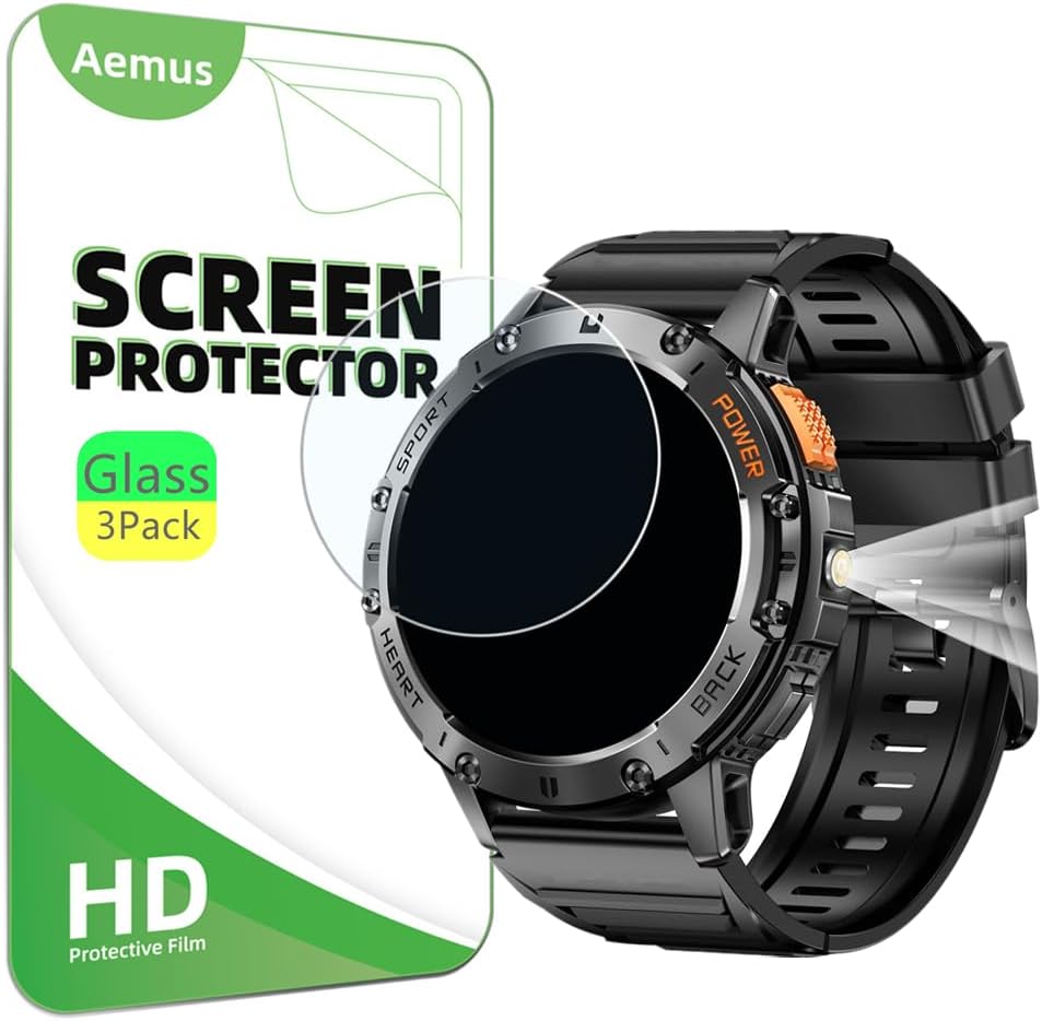 Screen Protector Compatible for DREMAC EF5 EF3 Smart Watch 1.43" (3 Pack) Tempered Glass Film Clear, Compatible for Tiwain ZK67 KJ67 Smart Watch
