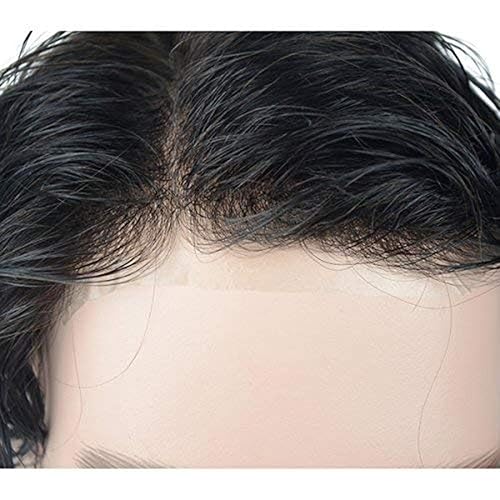Miniatura 4 de LLWear Toupee para hombres, piezas de cabello humano para hombre, 0.002 in, piel fina y suave, sistema de cabello anudado único para hombres,