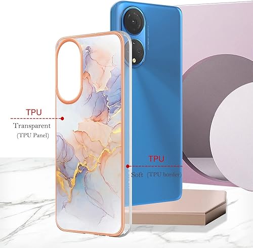 Miniatura 6 de XYX Funda compatible con Honor X7, patrón de mármol brillante TPU IMD parachoques híbrido a prueba de golpes funda protectora para Honor X7, Vía
