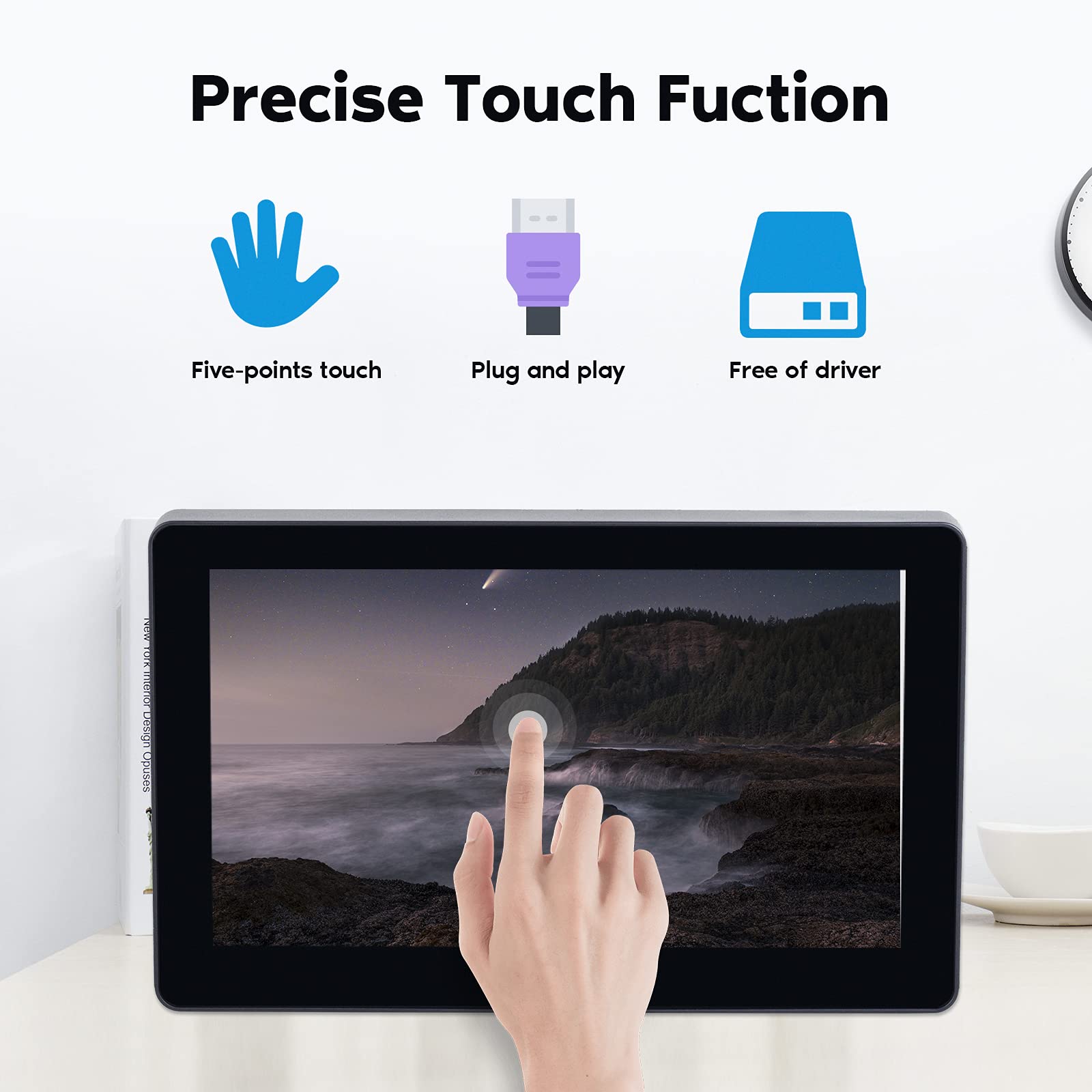 SUNFOUNDER - Schermo touch Raspberry Pi , display LCD capacitivo da 7 pollici, HDMI, monitor con USB C, per Raspberry Pi 4B e 3B+ con supporto