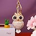 Crystal Cute owl Keychain Bling for women Car Keyring Holder Purse Charm Handbag Pendant with Braid Strap Decor (Yellow)