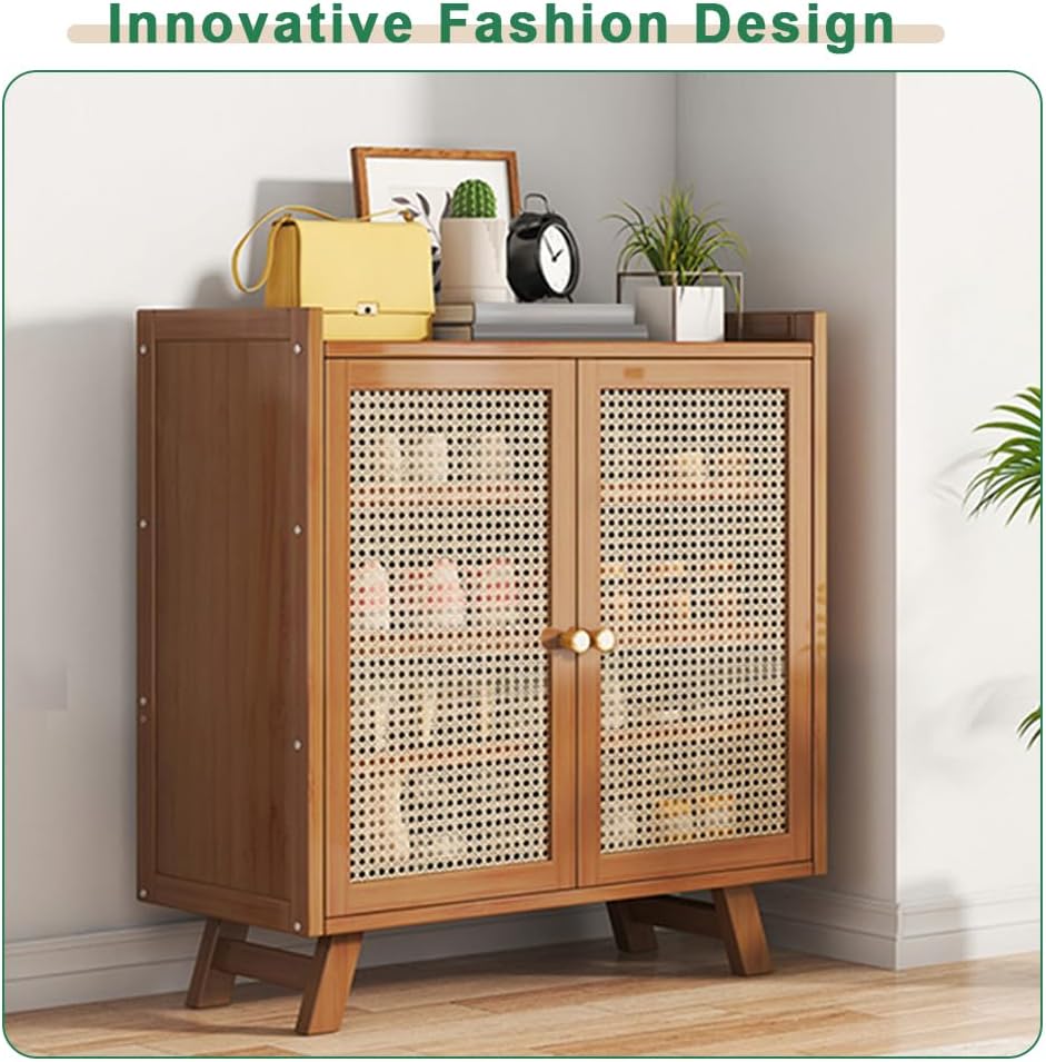 Freestanding Shoe Cabinet, 5-Tier Shoe Storage Cabinet, Wooden Shoes Rack, Sturdy Shoes Organizer with Adjustable Shelves for Entryway, Hallway, Living Room