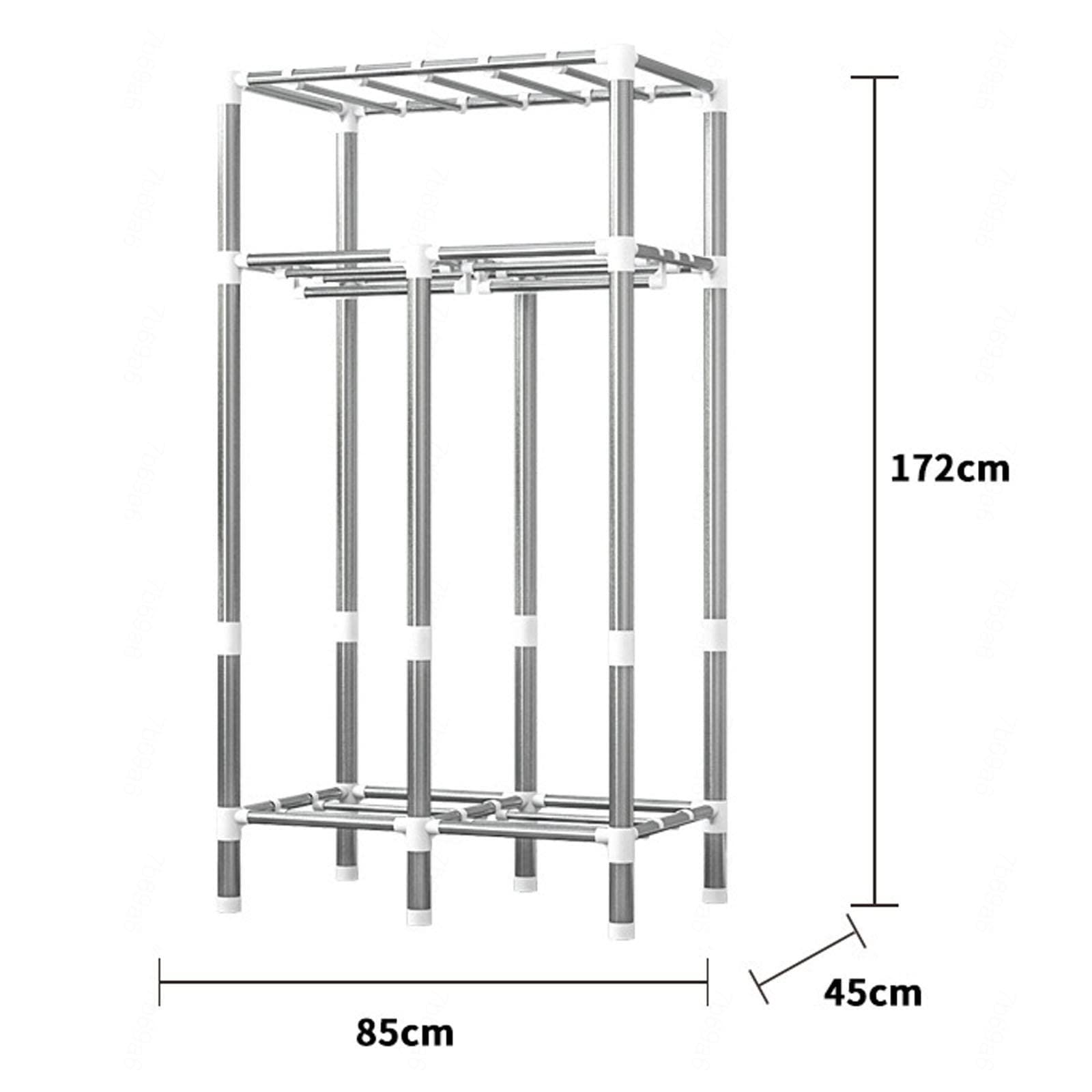 Kleiderschrank Stoffschrank, Faltschrank mit Kleiderstange und Ablagen, Faltbare Garderobe für Schlafzimmer, Ankleidezimmer,D-85x45x172cm
