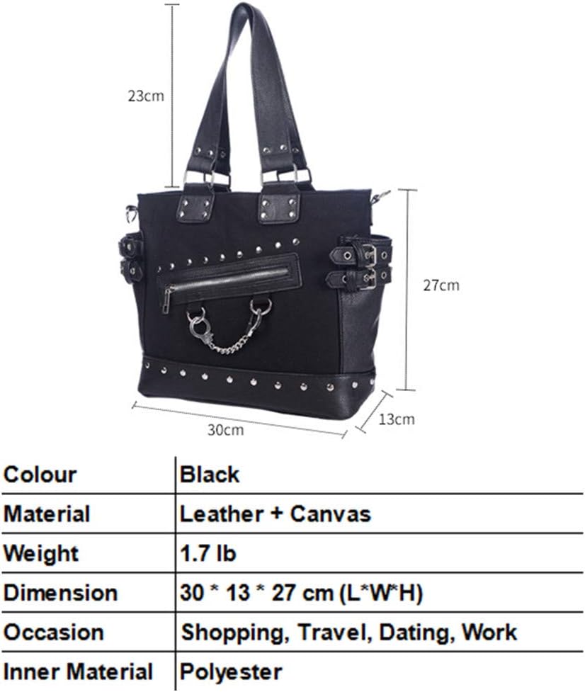 Women Fashion Rivet Handbag Purse Luminous Canvas Punk Tote with Shoulder Strap Crossbody Bag Large Capacity - Image 5