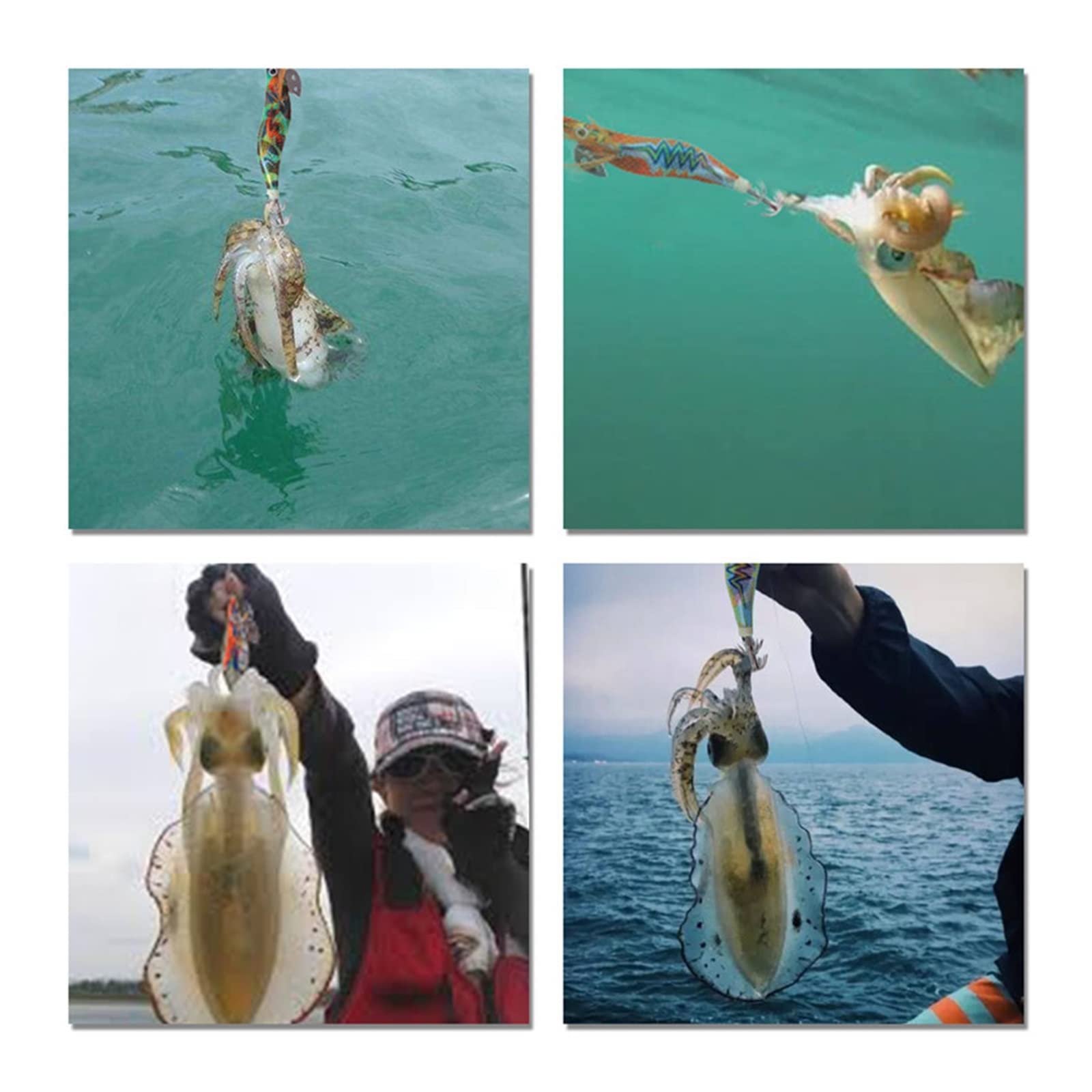 XILILHC 20 Pz/Lotto Calamari Esca Gamberetti Maschere Esche Luminose di Polpo | Esca artificiale for la pesca con esche artificiali for seppie con occhi 3D
