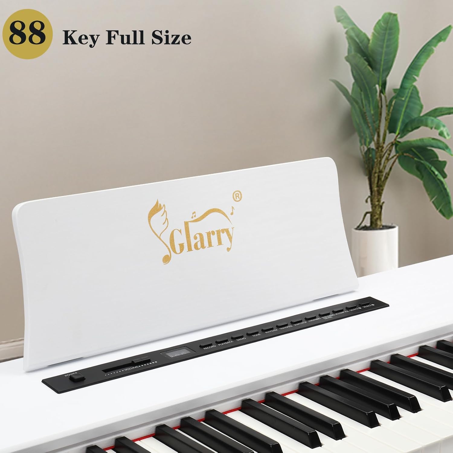 GLARRY Digital Piano 88-Key Home Full Weighted Hammer Heavy Action Digital Piano for All Experience Levels, Beginer, Portable Electric Keyboards Piano, Triple Pedals (White)