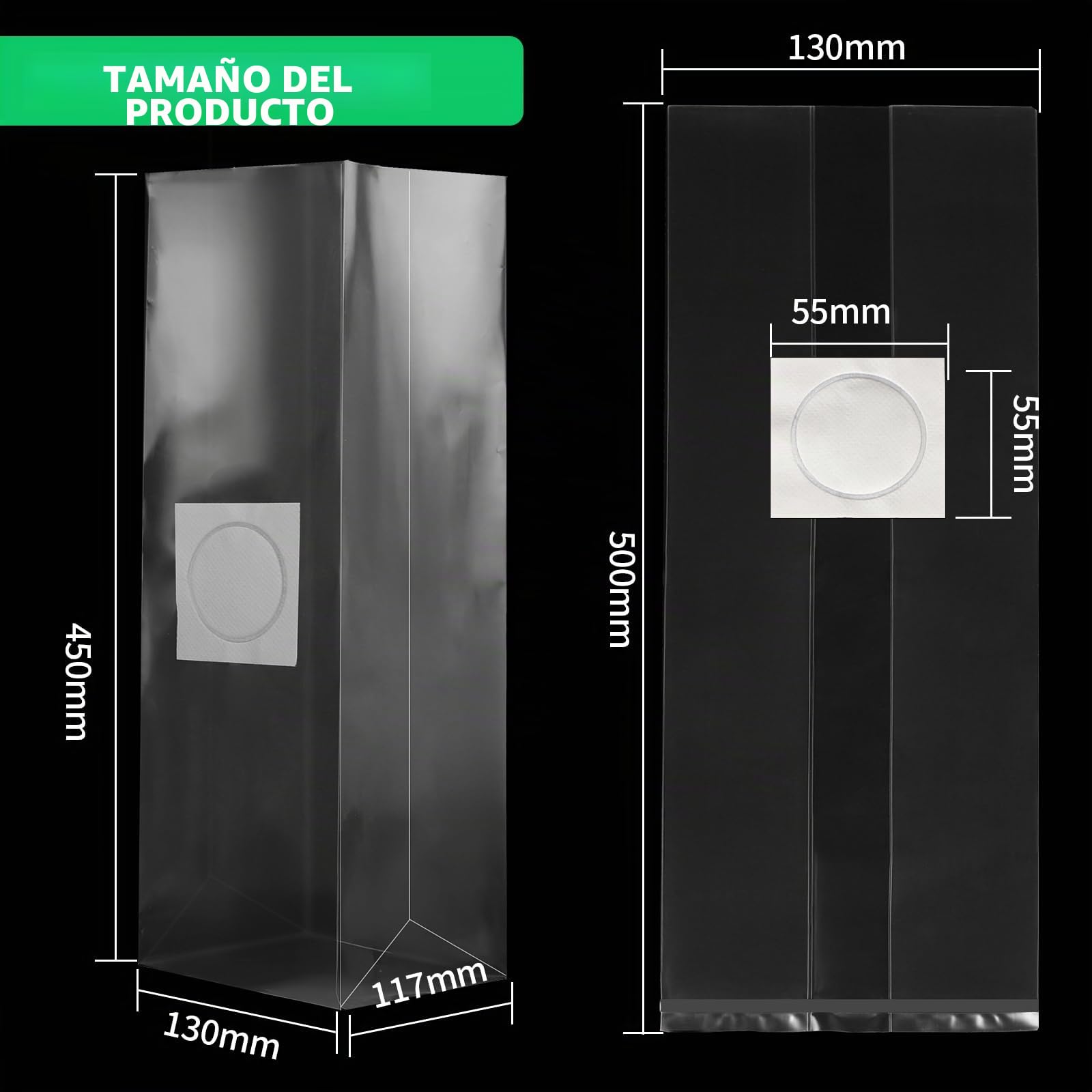 SWAWIS 50 bolsas de cultivo de hongos, 25 x 50 cm, bolsas resistentes a la rotura con filtro de seta, juego para cultivar setas