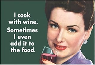 Pritties Accessories Retro Humour I Cook with Wine Refrigerator Magnet Metal Novelty Funny Gift