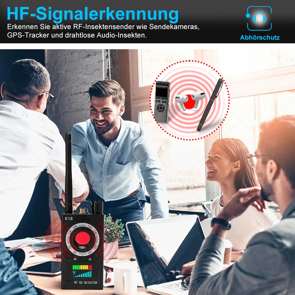 Wanzen Detektor RF Wireless, Versteckte Kamera Detector für GSM Tracker Abhörgeräte Funkkameras Wanzenfinder Infrarot Detectors Starke magnetische Detector