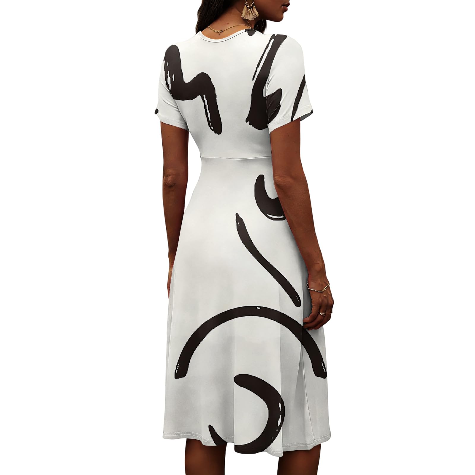 Vestido de Verano Mujer 2026 Elegante - Vestido Corto de Fiesta con Cuello en V, Manga Corta y Estampado Floral para Playa, Boda como Invitada o Ocasiones Especiales