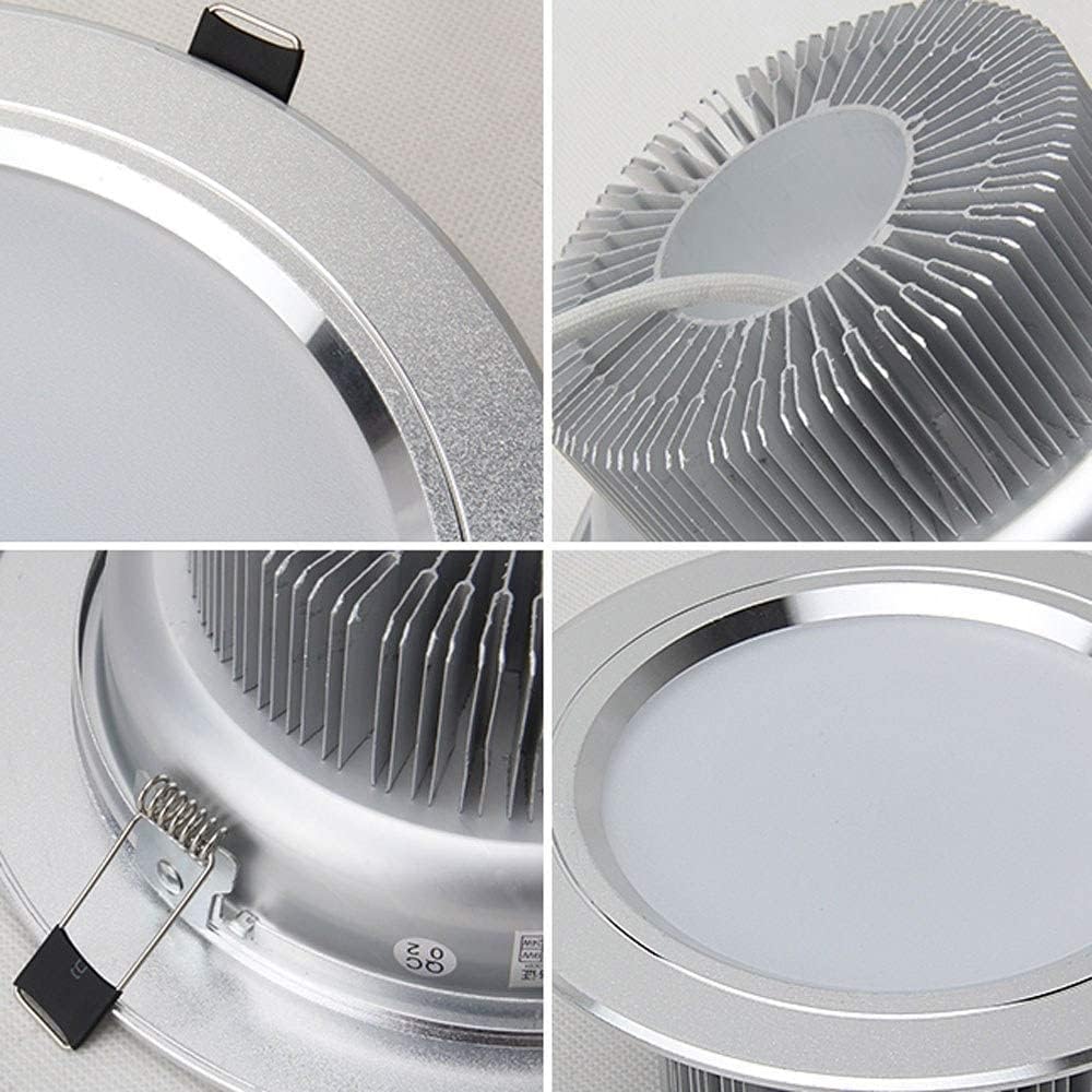 Spotlight，Anti-Glare Led Downlight round Recessed Ceiling Panel Lamp Embedded Integrated Household Spotlights Commercial Store Aisle Entrance Lighting Fitting Aluminum Outdoor Lights/Cool W