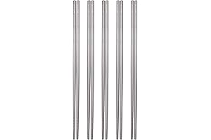 Reusable Chopsticks [5-pairs]: Earth-Friendly, Titanium Metal, Dishwasher Safe