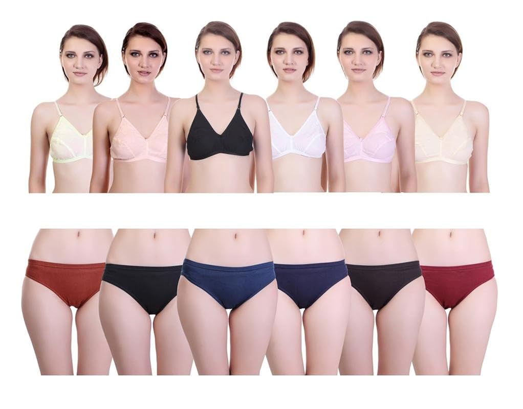 Buy Freely Cotton Bra & Panty Combo Pack of 12 at Amazon.in