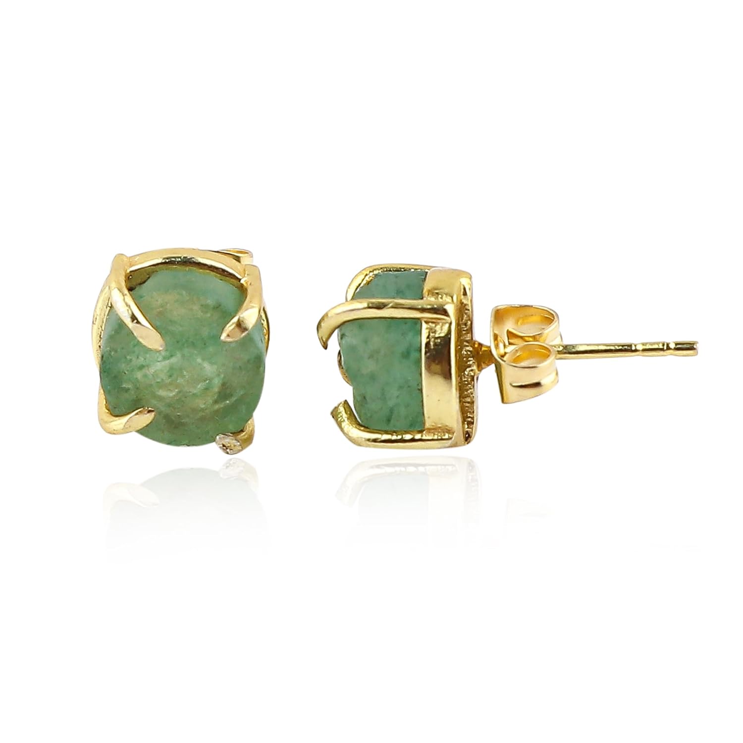 Raw Crystal Stud Earrings for Women, Natural Gemstone Jewelry, 14K Gold Plated Hypoallergenic Posts, Handmade Dainty Minimalist Earrings for Everyday Wear