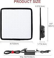 Vista 7 de Fomito Panel de luz LED flexible plegable, iluminación suave regulable en la cámara, CRI95 de 5600 K, a prueba de salpicaduras para fotografía