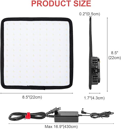 Miniatura 7 de Fomito Panel de luz LED flexible plegable, iluminación suave regulable en la cámara, CRI95 de 5600 K, a prueba de salpicaduras para fotografía de