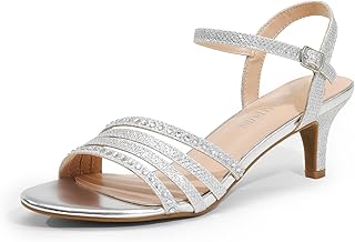 Women's Low Kitten Heels Open Round Toe Comfortable Strappy Heels for Daily Casual Dressy Wedding Party Evening Sandals - Buy now